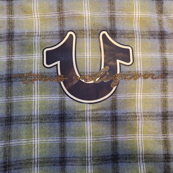 TRUE RELIGION HS Brushed Flannel Women's Button Up Long Sleeve Blouse Iris Small - Picture 12 of 12